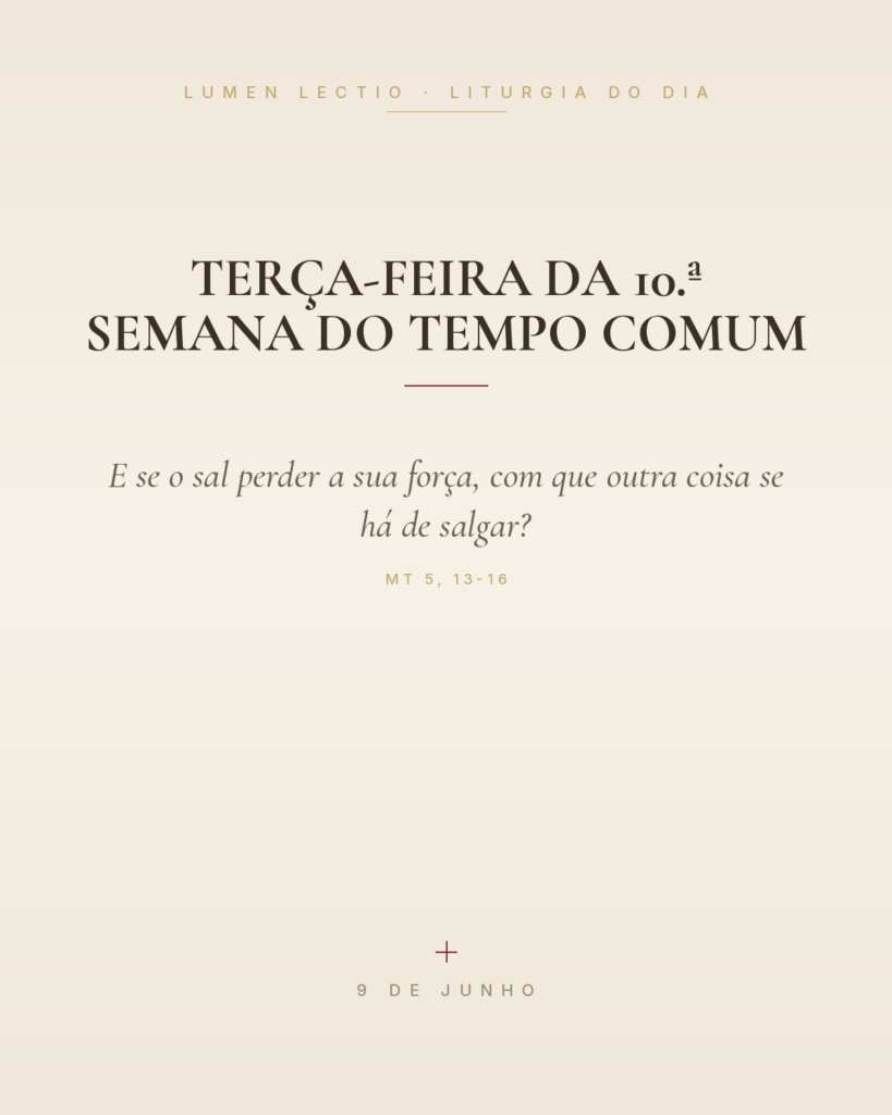 Terça-feira da 10.ª Semana do Tempo Comum — Mt 5, 13-16
